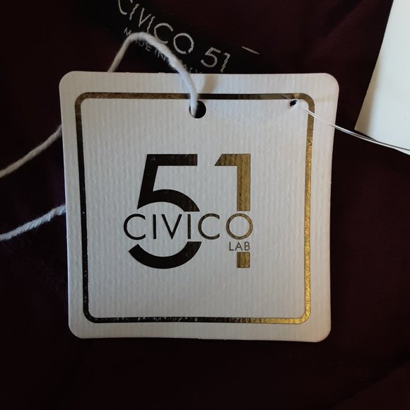 Civico 51 New! Made in Italy Burgundy Wide Linen Cotton Tie-Waist Pants Size 1X - Picture 12 of 16